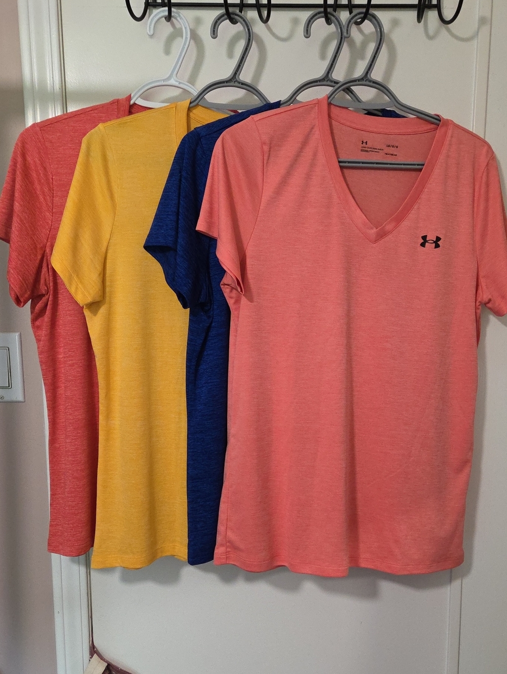 Under Armour Women's Coral V-Neck Performance Tee (Pink/Yellow/Blue/Red options)